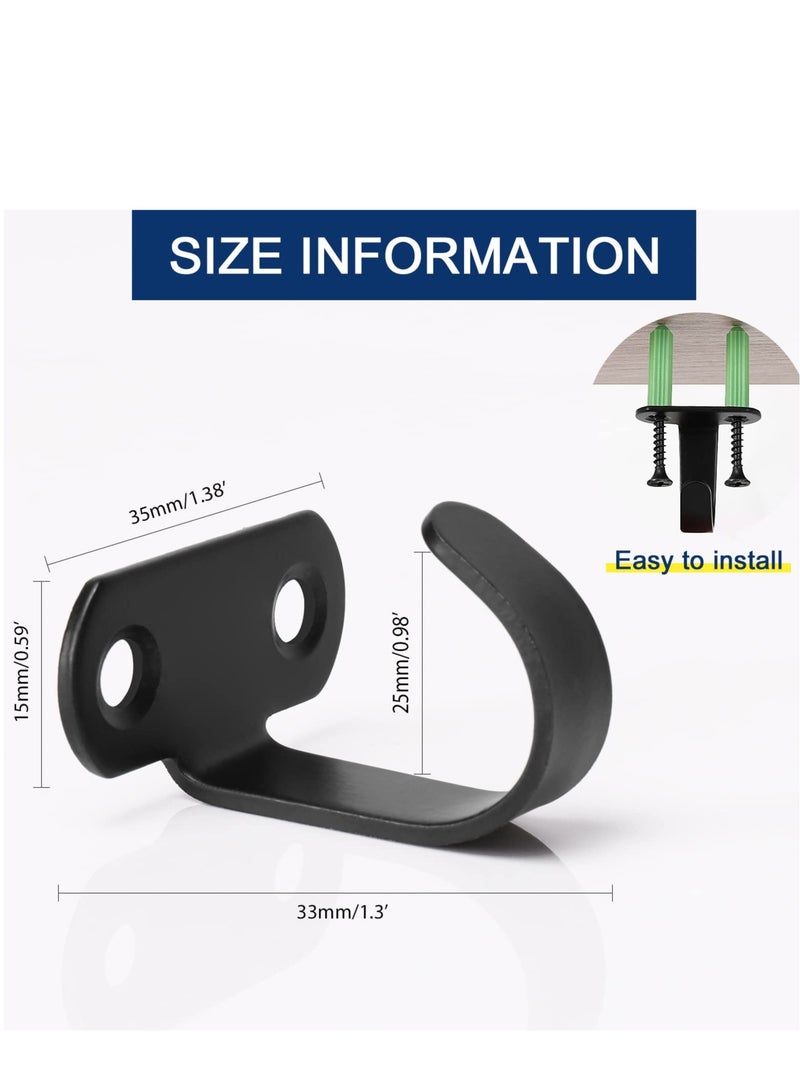 Stainless Steel Screw Mounted Ceiling Hooks, Under-Shelf Towel, Robe Clothes Hook, Heavy Duty Coat Hook Hanger for Bathroom, Kitchen, Cabinet, Garage, 15 Pack (Matte Black)