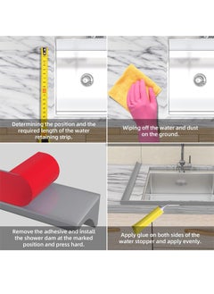Generic Shower Threshold Water Dam Silicone Shower Water Self Adhesive Silicone Waterproof Barrier Bathroom and Kitchen Water Strip Dam Shower Guard for Bathroom Bathtub and Kitchen Countertop  - Image 4