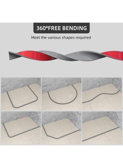 Generic Shower Threshold Water Dam Silicone Shower Water Self Adhesive Silicone Waterproof Barrier Bathroom and Kitchen Water Strip Dam Shower Guard for Bathroom Bathtub and Kitchen Countertop  - Image 5