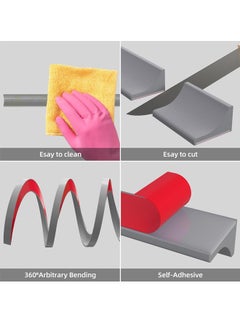 Generic Shower Threshold Water Dam Silicone Shower Water Self Adhesive Silicone Waterproof Barrier Bathroom and Kitchen Water Strip Dam Shower Guard for Bathroom Bathtub and Kitchen Countertop  - Image 3