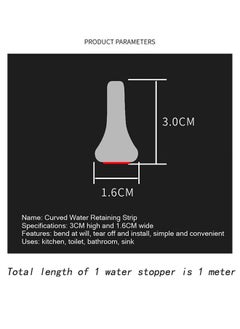Generic Shower Threshold Water Dam Silicone Shower Water Self Adhesive Silicone Waterproof Barrier Bathroom and Kitchen Water Strip Dam Shower Guard for Bathroom Bathtub and Kitchen Countertop  - Image 2