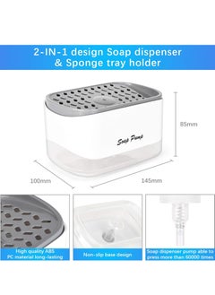 Generic Kitchen Dish Soap Dispenser with Sponge Holder, 2-in-1 Countertop Soap Pump Dispenser, for Kitchen Sink Dishwashing Soap Dispenser - 12.5 Ounces  - Image 3