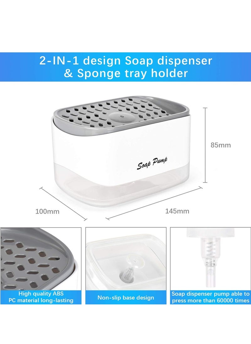 Generic Kitchen Dish Soap Dispenser with Sponge Holder, 2-in-1 Countertop Soap Pump Dispenser, for Kitchen Sink Dishwashing Soap Dispenser - 12.5 Ounces  - Image 3