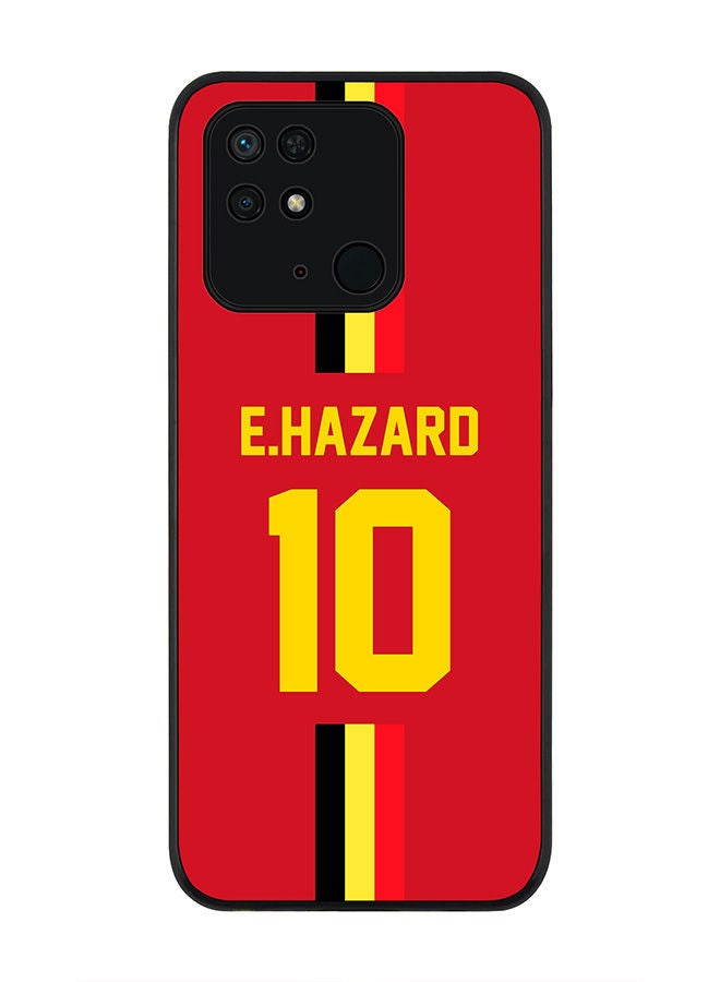 Stylizedd Rugged Black edge case for Redmi 10C 4G  Slim fit Soft Case Flexible Rubber Edges Anti Drop TPU Gel Thin Cover - Football Team - Belgium Player Name - E.Hazard - Image 1