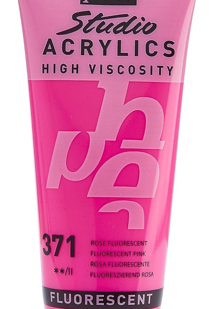 Pebeo Studio Acrylics High Viscosity Fluorescent Pink Paint - 100ml - Image 1