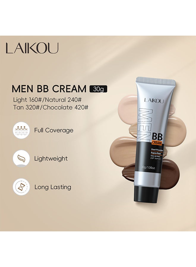 لايكو كريم BB للرجال SPF 15 PA ++ ، كريم أساس وكونسيلر كامل التغطية ، كريم مرطب للوجه للرجال يوحد لون البشرة ، والتحكم في الزيت وعيوب الغطاء ، لمسة نهائية طبيعية لجميع أنواع البشرة (Light 160) - Image 3
