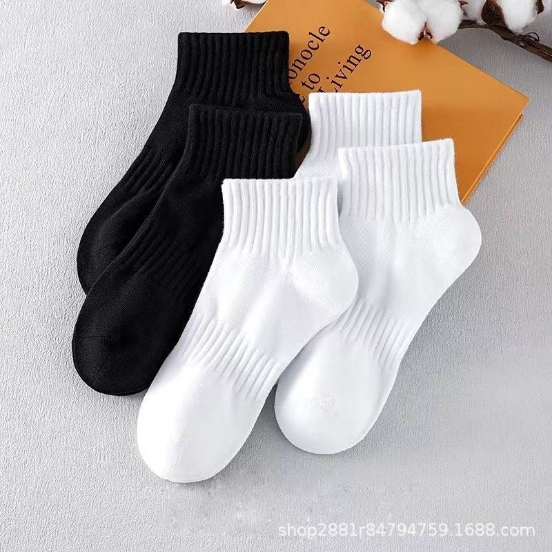 Mid-Calf Socks for Men Women, Breathable Moisture-Wicking Anti-Odor Sports Socks, Black White - Image 4