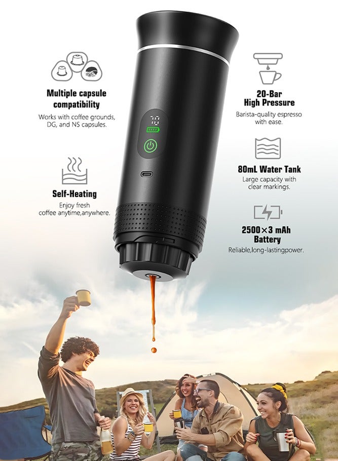 Cafelffe 3 In 1 Portable Coffee Machine withTemperature Display, 20Bar Wireless Espresso Machine with 7500mAh Battery, Outdoor Hot Cold Coffee Maker For Gift Car Travel Camping Hiking Coffeeware Cafetera - Image 2