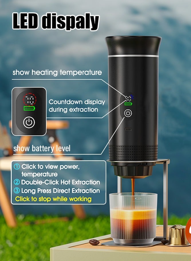 Cafelffe 3 In 1 Portable Coffee Machine withTemperature Display, 20Bar Wireless Espresso Machine with 7500mAh Battery, Outdoor Hot Cold Coffee Maker For Gift Car Travel Camping Hiking Coffeeware Cafetera - Image 5