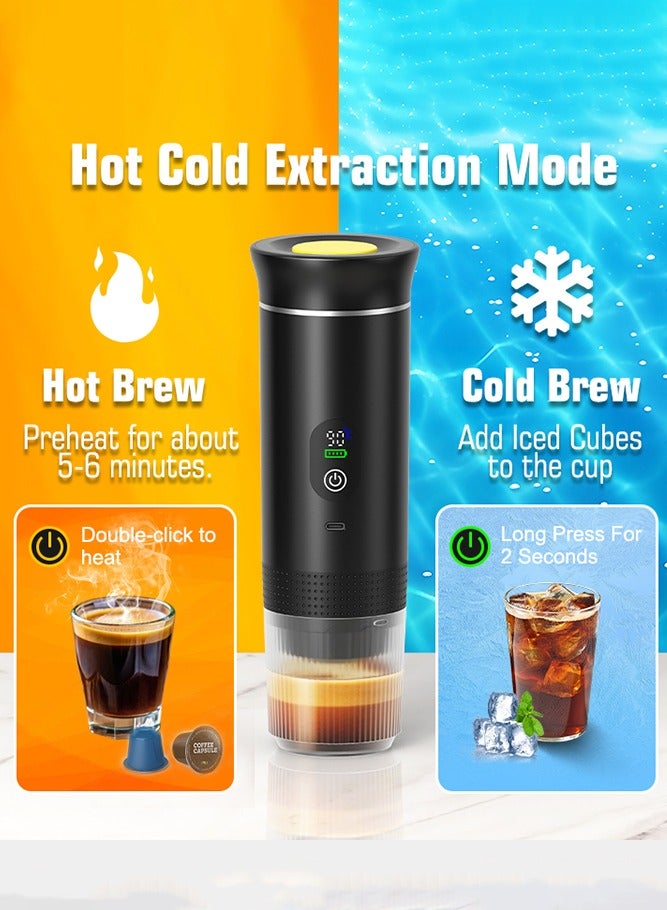 Cafelffe 3 In 1 Portable Coffee Machine withTemperature Display, 20Bar Wireless Espresso Machine with 7500mAh Battery, Outdoor Hot Cold Coffee Maker For Gift Car Travel Camping Hiking Coffeeware Cafetera - Image 4