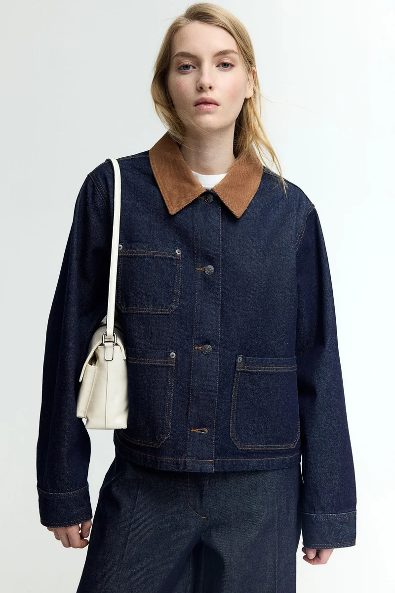 H&M Corduroy-collar denim jacket
