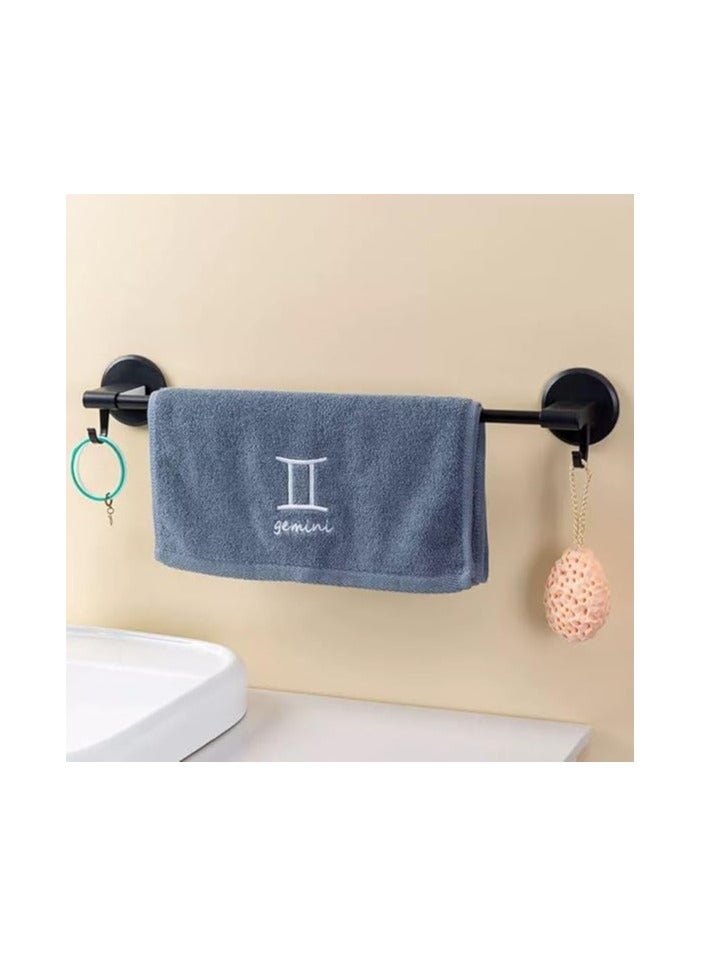 حامل مناشف متعدد الوظائف من الفولاذ المقاوم للصدأ مثبت على الحائط حامل مناشف الحمام (أسود، طبقة واحدة) - Image 1