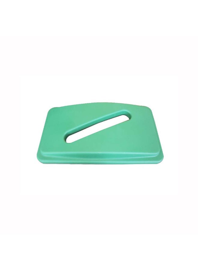 Restaurantware LID ONLY: RW Clean 1 Recycling Can Lid, Fits 23 Gallon Trash Can - Slot Opening For Paper, Green Plastic Lid For Waste Basket, Heavy-Duty, Trash Can Sold Separately - Image 1