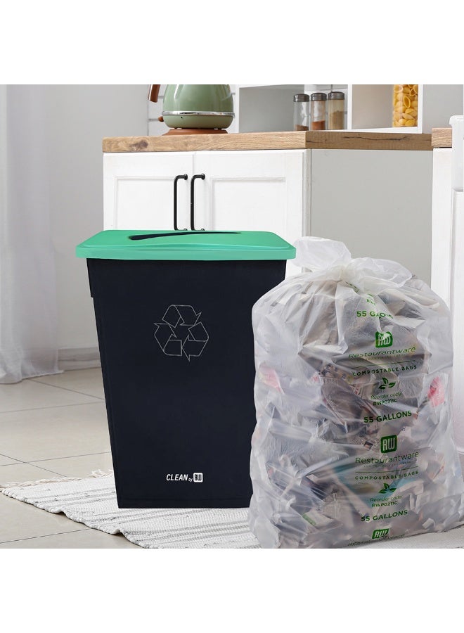 Restaurantware LID ONLY: RW Clean 1 Recycling Can Lid, Fits 23 Gallon Trash Can - Slot Opening For Paper, Green Plastic Lid For Waste Basket, Heavy-Duty, Trash Can Sold Separately - Image 3