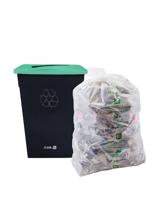 Restaurantware LID ONLY: RW Clean 1 Recycling Can Lid, Fits 23 Gallon Trash Can - Slot Opening For Paper, Green Plastic Lid For Waste Basket, Heavy-Duty, Trash Can Sold Separately - Image 2