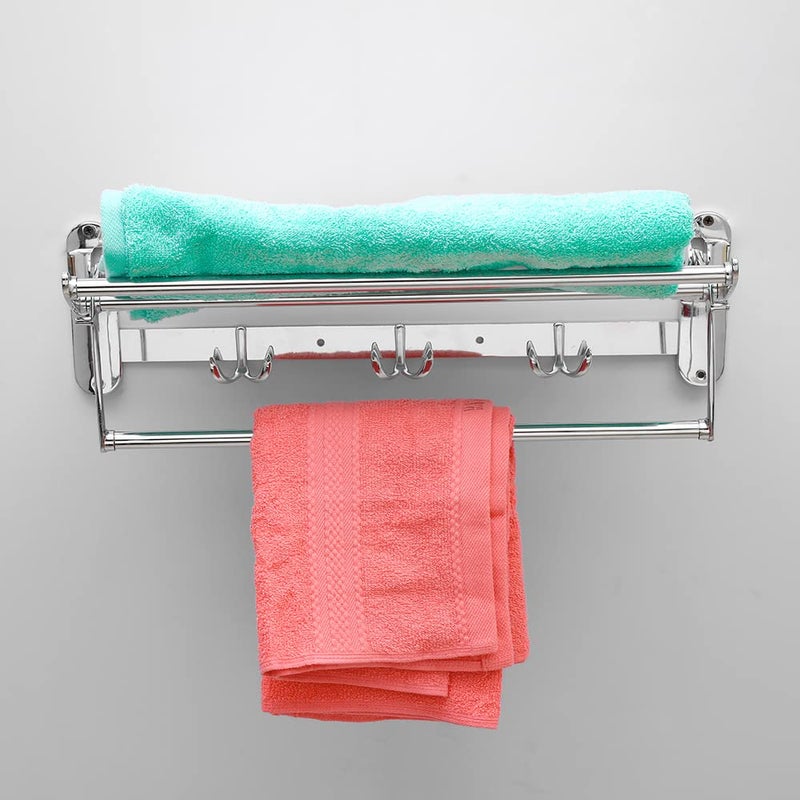 SAMANEA TRF18 Stainless Steel Folding Towel Rack Towel Stand Hanger Bathroom Accessories for Bathroom 18 inch Chrome SS202 - Image 1