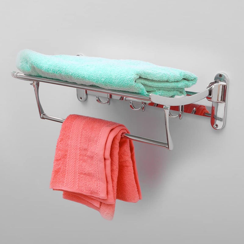 SAMANEA TRF18 Stainless Steel Folding Towel Rack Towel Stand Hanger Bathroom Accessories for Bathroom 18 inch Chrome SS202 - Image 2