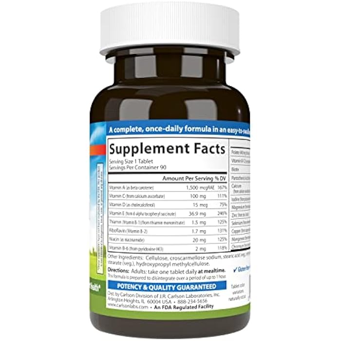 Carlson Mini-Multi, Essential Vitamins & Minerals, 90 Small Tablets - Image 2