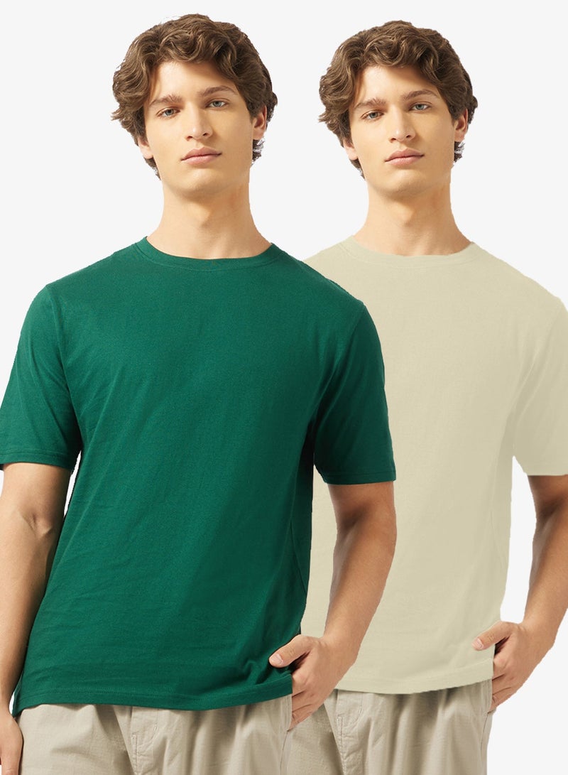 Seventy Five Basics Pack of 2 Regular Fit T-Shirt - Image 1