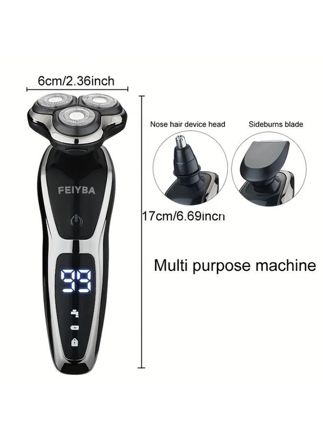 Feiyba رجال 3 في 1 ماكينة حلاقة كهربائية سوداء قابلة للشحن عبر USB ماكينة حلاقة لاسلكية - Image 4