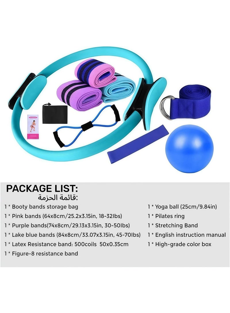 M.A&F's Pilates Essentials Kit for Women, 2026 New Better Me Pilates Kit, Pilates Rings Booty Bands, Yoga Sets for Women, Hip Exercise Band Yoga Ball 25cm Figure 8 Resistance Band - Image 3