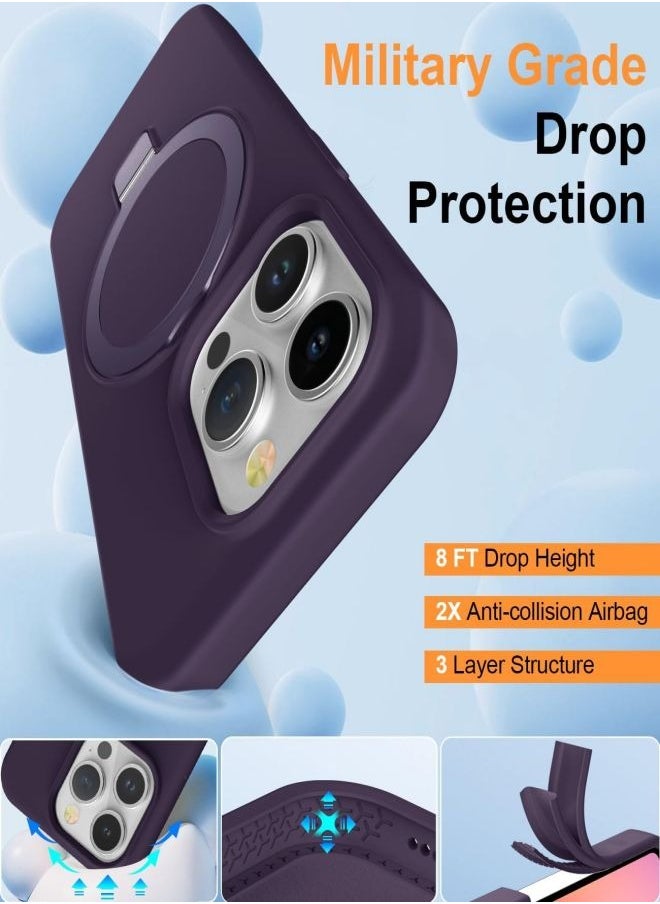Generic - Compatible with Magnetic iPhone 15 Pro Max Case with Magnetic Invisible Stand,【Full Shockproof Protection】Soft Silicone Phone Cover with Kickstand for Apple 15 Pro Max-Purple - Image 1