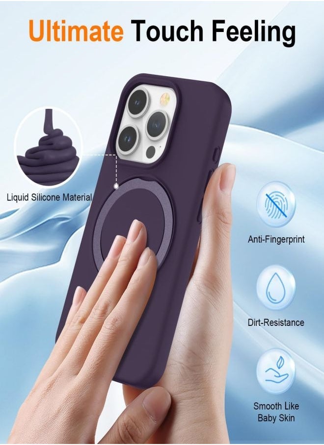Generic - Compatible with Magnetic iPhone 15 Pro Max Case with Magnetic Invisible Stand,【Full Shockproof Protection】Soft Silicone Phone Cover with Kickstand for Apple 15 Pro Max-Purple - Image 1