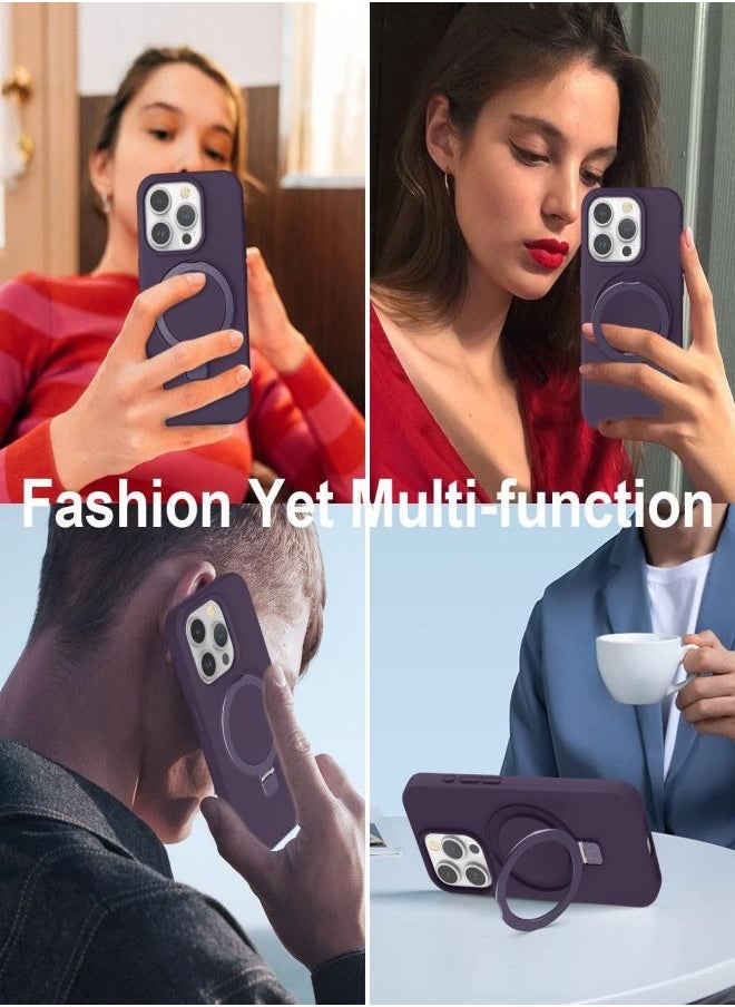 Generic - Compatible with Magnetic iPhone 15 Pro Max Case with Magnetic Invisible Stand,【Full Shockproof Protection】Soft Silicone Phone Cover with Kickstand for Apple 15 Pro Max-Purple - Image 1