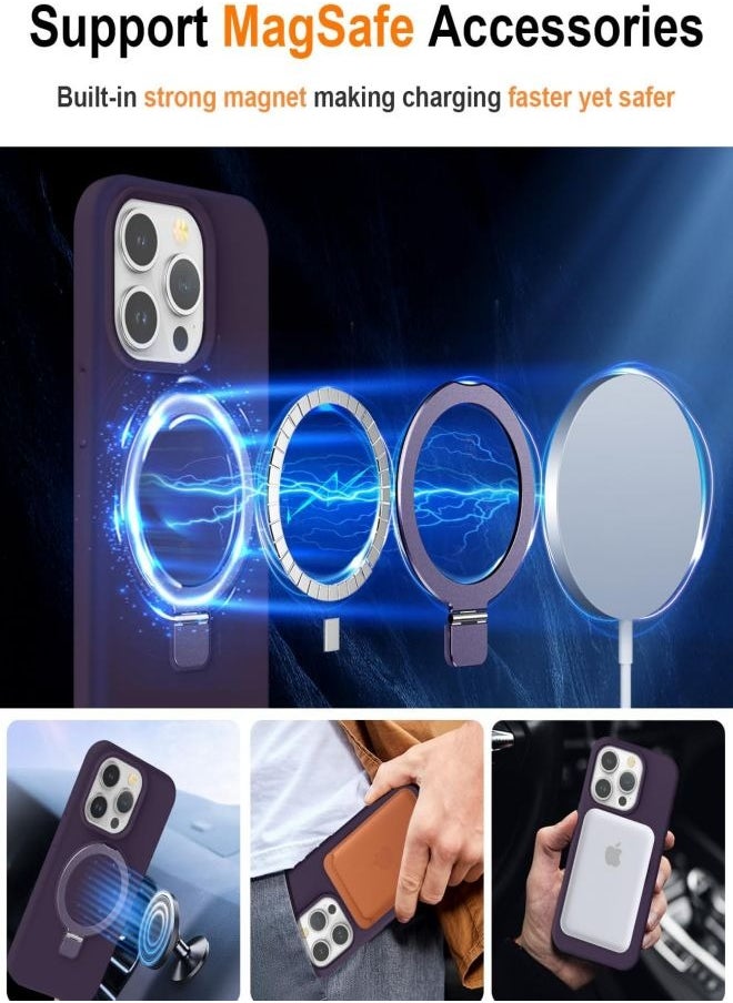 Generic - Compatible with Magnetic iPhone 15 Pro Max Case with Magnetic Invisible Stand,【Full Shockproof Protection】Soft Silicone Phone Cover with Kickstand for Apple 15 Pro Max-Purple - Image 1