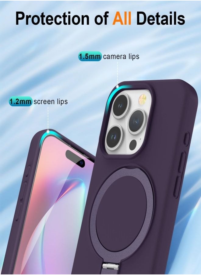 Generic - Compatible with Magnetic iPhone 15 Pro Max Case with Magnetic Invisible Stand,【Full Shockproof Protection】Soft Silicone Phone Cover with Kickstand for Apple 15 Pro Max-Purple - Image 1