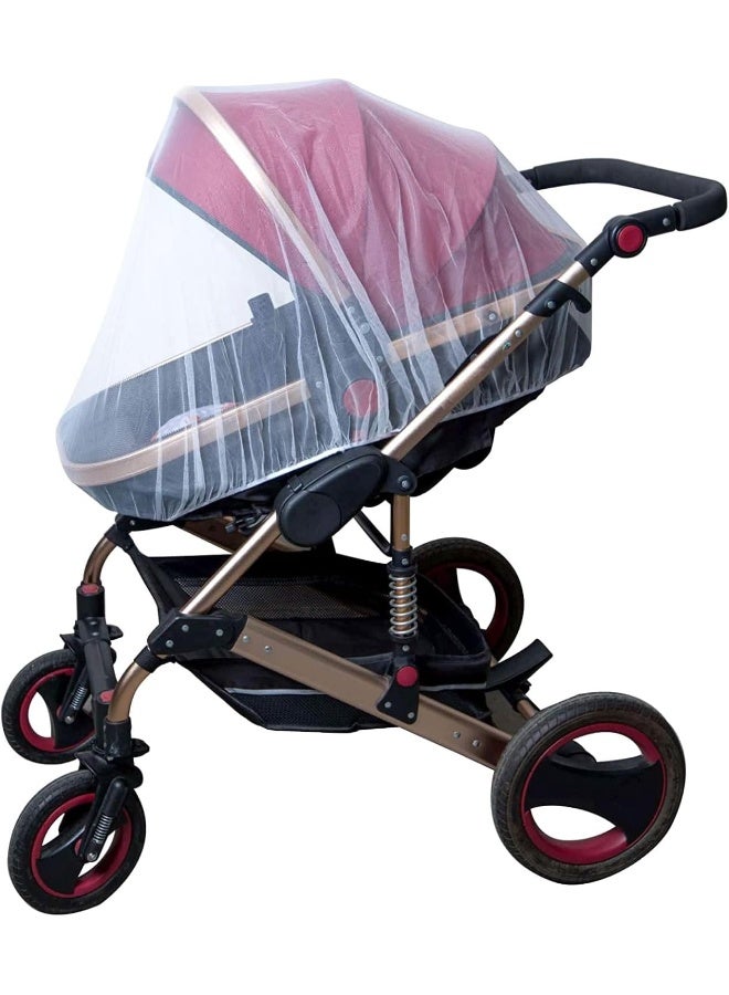 Enovoe Mosquito Net for Baby Stroller and Crib - Durable Mesh Bug Net Cover with Elastic Edge - Fits Strollers, Bassinets, Playards, and Mini Cribs - Travel Essential for Newborns - 63x64-Inch (White) - Image 1