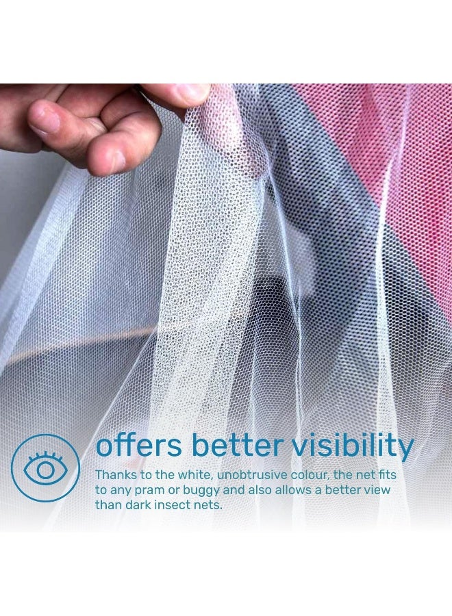 Enovoe Mosquito Net for Baby Stroller and Crib - Durable Mesh Bug Net Cover with Elastic Edge - Fits Strollers, Bassinets, Playards, and Mini Cribs - Travel Essential for Newborns - 63x64-Inch (White) - Image 4