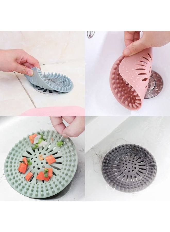 Drain Hair Catcher, Durable Silicone Hair Stopper for Shower Drain Cover Bathroom Tub, Drain Strainer to Catch Hair Easy to Install and Clean Suit for Bathtub Kitchen Sink Shower Floor (4Pcs) - Image 4
