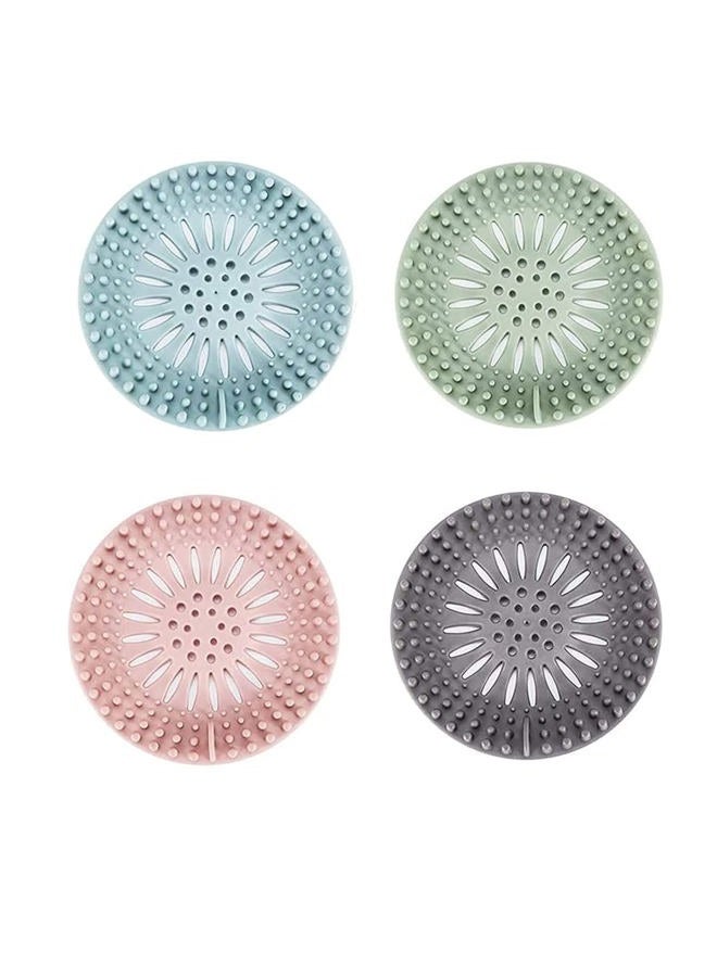 Drain Hair Catcher, Durable Silicone Hair Stopper for Shower Drain Cover Bathroom Tub, Drain Strainer to Catch Hair Easy to Install and Clean Suit for Bathtub Kitchen Sink Shower Floor (4Pcs) - Image 1