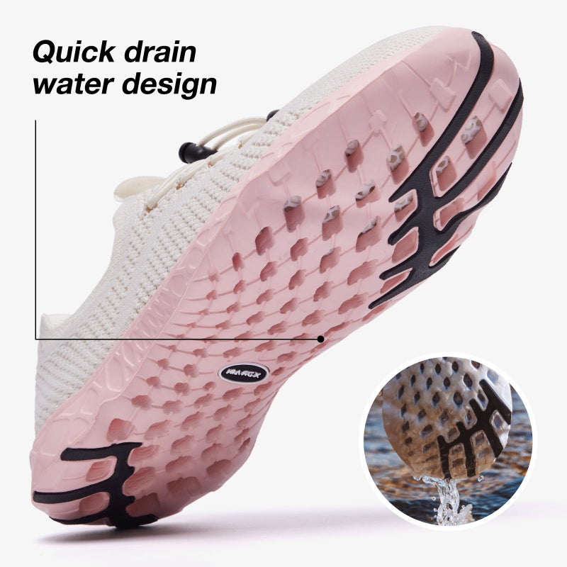 KOLILI Women's Lightweight Water Shoes for Swimming, Quick Drying Water Aerobics Shoe, Arch Support Aqua Shoes for Surfing, Woman Slip on Walking Sneaker for Outdoor Apricot Pink 8 - Image 3