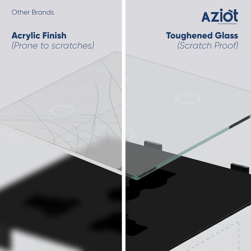 AZIOT 6amps Non Smart Modular Socket | Glass Touch Fitted | Fits Regular Switch Plates | Made in India (Black) - Image 4