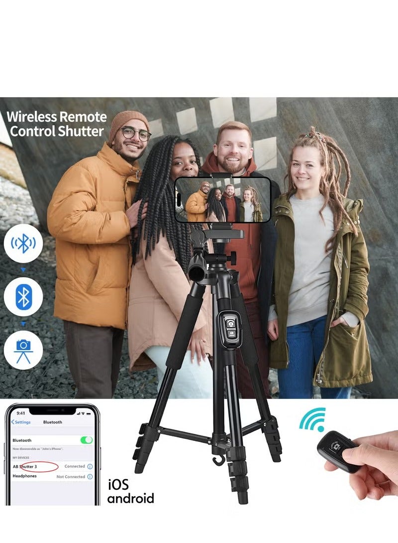 Arabest Tripod For Phone/Camera 140cm With Bluetooth Remote,Lightweight Smart Phone Tripod Stand,Aluminum Portable Extendable Travel Phone Tripod Stand with Phone Holder, Shutter, Carrying Bag, Perfect for Selfies/Live Stream/Vlogging/Video Recording - Image 4