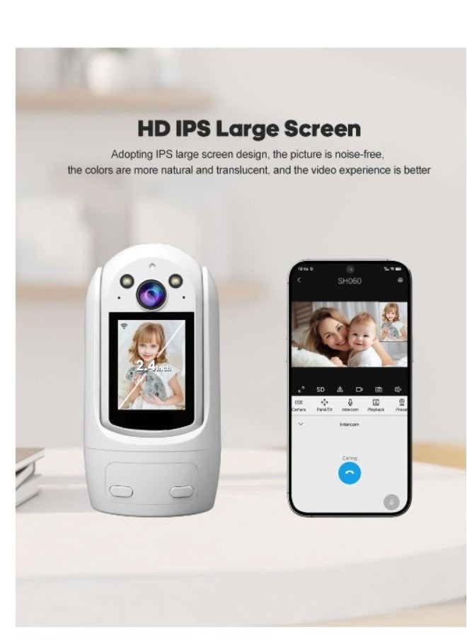 SriHome Smart 1080P HD WiFi Security Camera with 2.4" Display, Two-Way Talk, Night Vision, Motion Alerts, 120° Wide View, PTZ, Cloud & SD Storage – SH060 Model  - Image 3