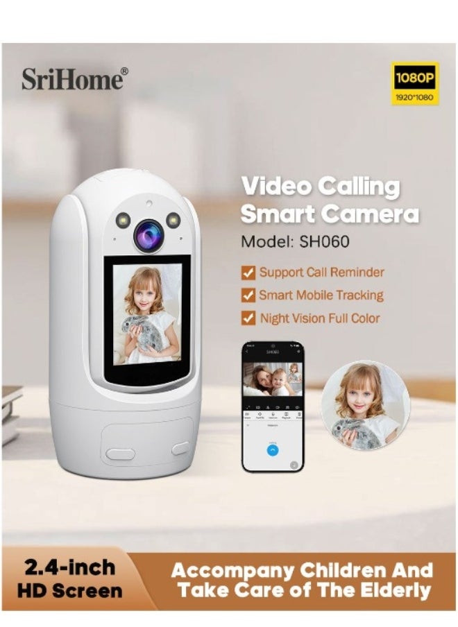 SriHome Smart 1080P HD WiFi Security Camera with 2.4" Display, Two-Way Talk, Night Vision, Motion Alerts, 120° Wide View, PTZ, Cloud & SD Storage – SH060 Model  - Image 4