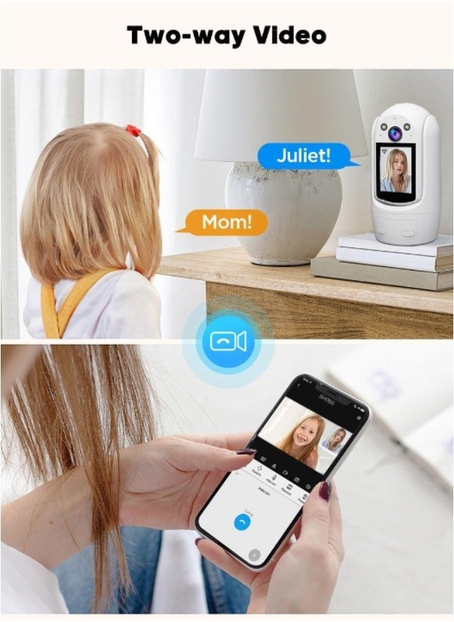 SriHome - Smart 1080P HD WiFi Security Camera with 2.4" Display, Two-Way Talk, Night Vision, Motion Alerts, 120° Wide View, PTZ, Cloud & SD Storage – SH060 Model - Image 1