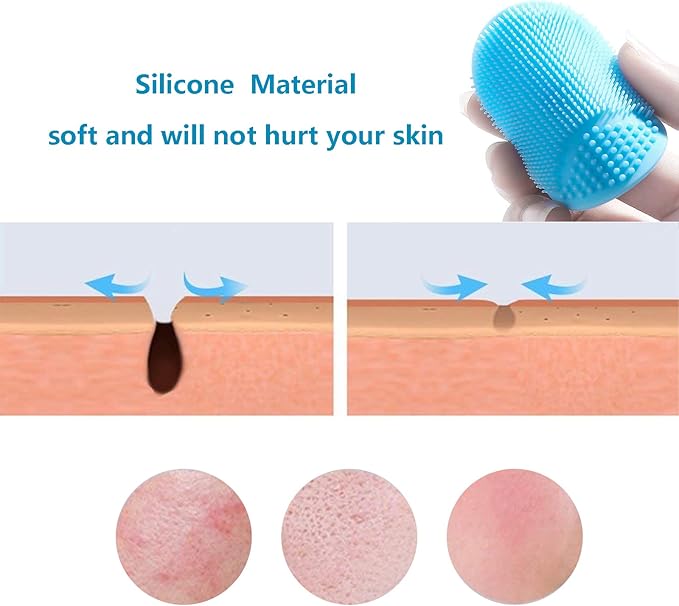 OBSCYON 4 Pcs Manual Silicone Face Scrubber Facial Cleansing Brush1 Pcs Silicone Exfoliating Lip Brush Nose Cleaning and 1 Pcs Face Mask Brush for Facial Skin Care - Image 2