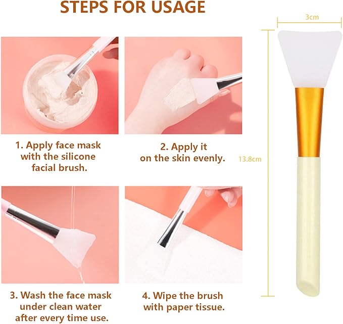 OBSCYON 4 Pcs Manual Silicone Face Scrubber Facial Cleansing Brush1 Pcs Silicone Exfoliating Lip Brush Nose Cleaning and 1 Pcs Face Mask Brush for Facial Skin Care - Image 3