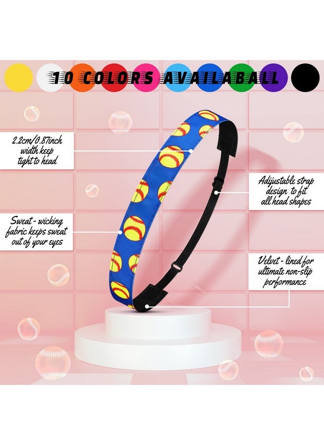 Chunyin - 10 Pieces Adjustable Elastic Non-Slip Sports Headbands - Multipurpose Workout Hair Accessories For Girls, Women, Teens, Softball Players - Image 1
