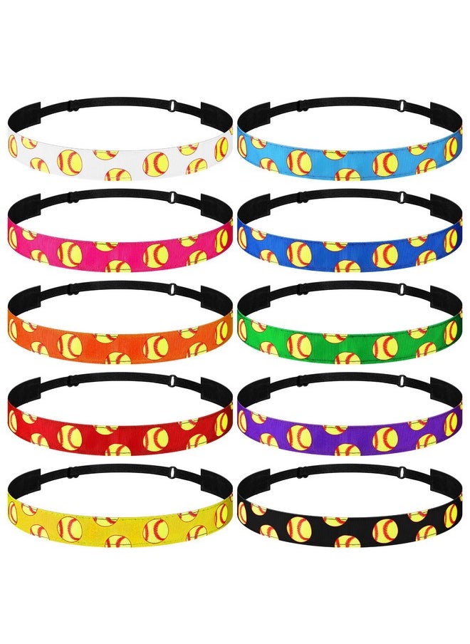 Chunyin - 10 Pieces Adjustable Elastic Non-Slip Sports Headbands - Multipurpose Workout Hair Accessories For Girls, Women, Teens, Softball Players - Image 1