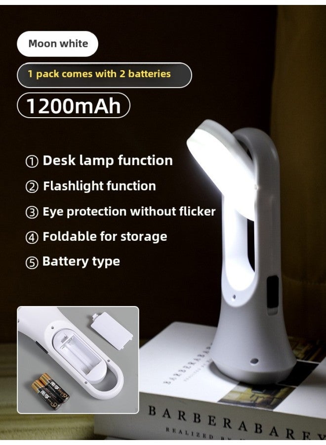 Flashlight Student Dormitory Small Portable Eye Protection Reading Special Night Reading Flashlight Junior High School Residential School Battery Night Light-Product Specifications:High Quality Flashlight - White 1 Pack (2 Batteries Included) - Image 1