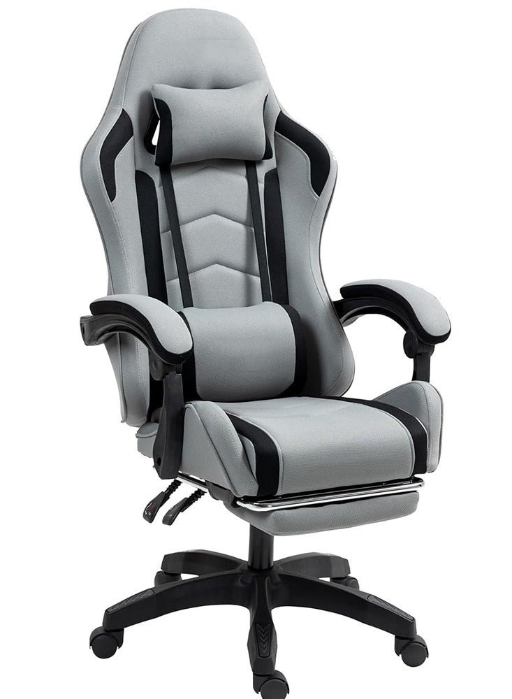 الحلم كرسي ألعاب كرسي كمبيوتر مريح بتصميم قماشي مسامي، قابل للتعديل بزاوية انحناء 90°-135°، مسند للقدمين ودعم قطني للتدليك للمكتب والألعاب والمستخدمين المنزليين - Image 1