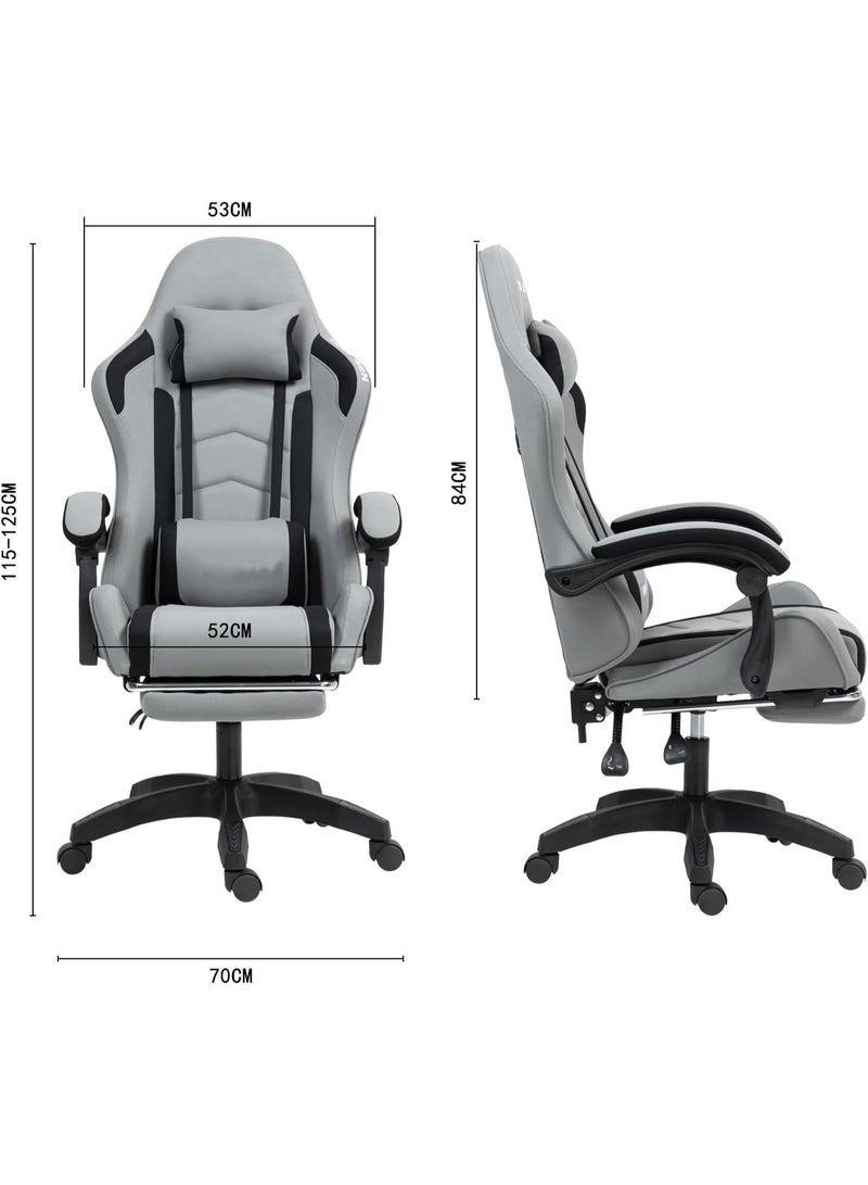 الحلم كرسي ألعاب كرسي كمبيوتر مريح بتصميم قماشي مسامي، قابل للتعديل بزاوية انحناء 90°-135°، مسند للقدمين ودعم قطني للتدليك للمكتب والألعاب والمستخدمين المنزليين - Image 3