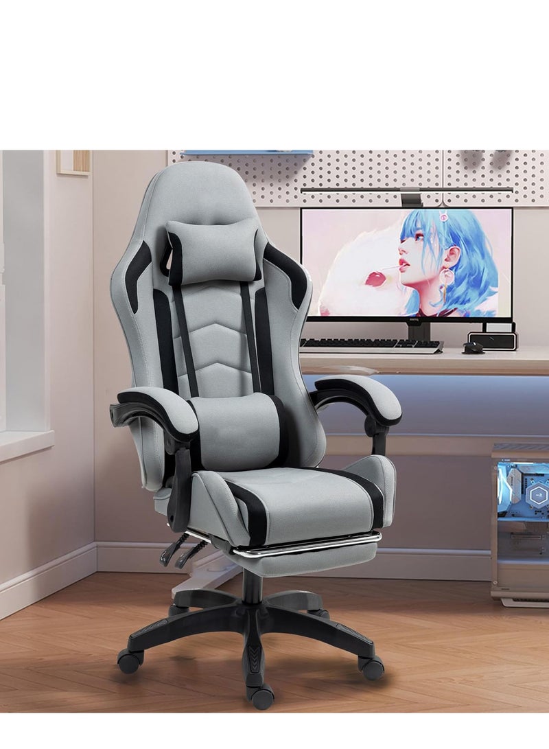 الحلم كرسي ألعاب كرسي كمبيوتر مريح بتصميم قماشي مسامي، قابل للتعديل بزاوية انحناء 90°-135°، مسند للقدمين ودعم قطني للتدليك للمكتب والألعاب والمستخدمين المنزليين - Image 4