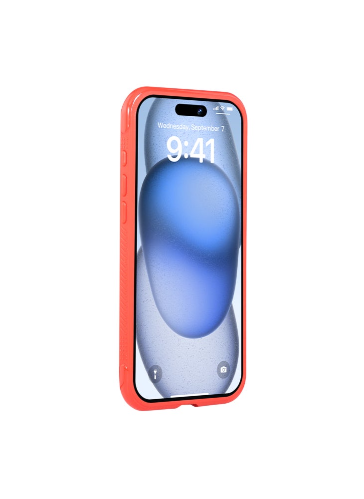 For iPhone 16 Pro Max Magnetic Case Stress Relief Kickstand TPU+PC Transparent Protective Phone Cover - Red - Image 5