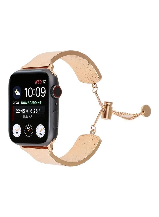 NIBEMINENT Simple 316 Stainless Steel Embossed Bracelet Watchband for Apple Watch Series 7/6/SE/5/4/3/2/1 38/40/41mm Rose Gold - Image 1